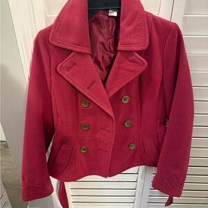 H&M Fuchsia Double-Breasted Pea Coat